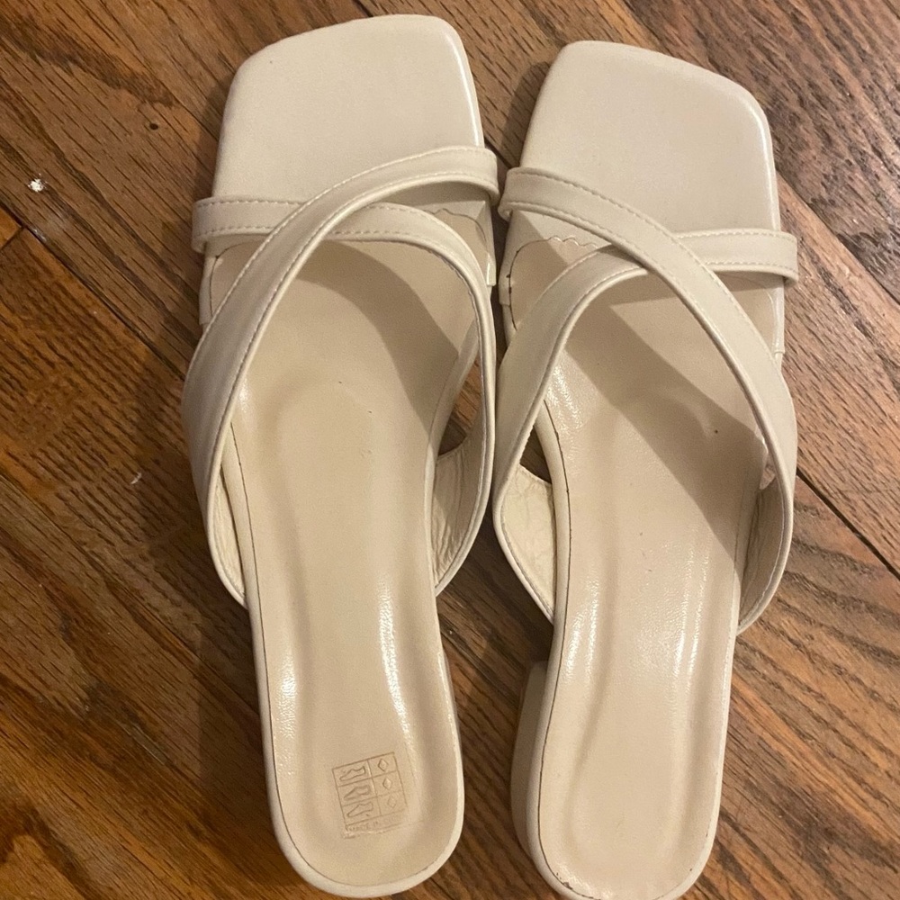 Cream colored sandals with heels
